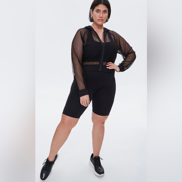 Plus Size Active Sheer Mesh Hoodie (Forever 21) - Picture 3 of 7